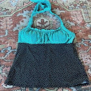 24th and Ocean Brown and Blue polka dot tankini XL